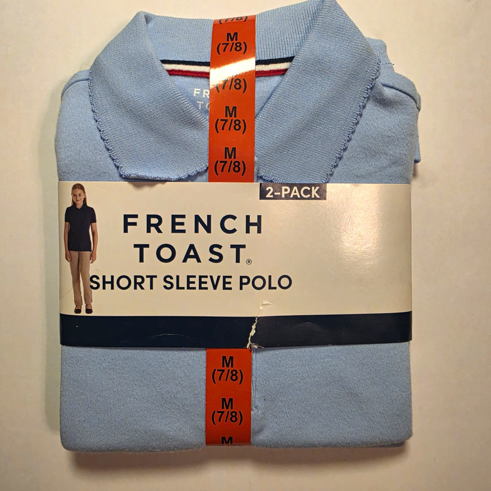 French Toast Unisex Kids Polo Shirt 2-Pack Blue Short Sleeve Collared 7-8